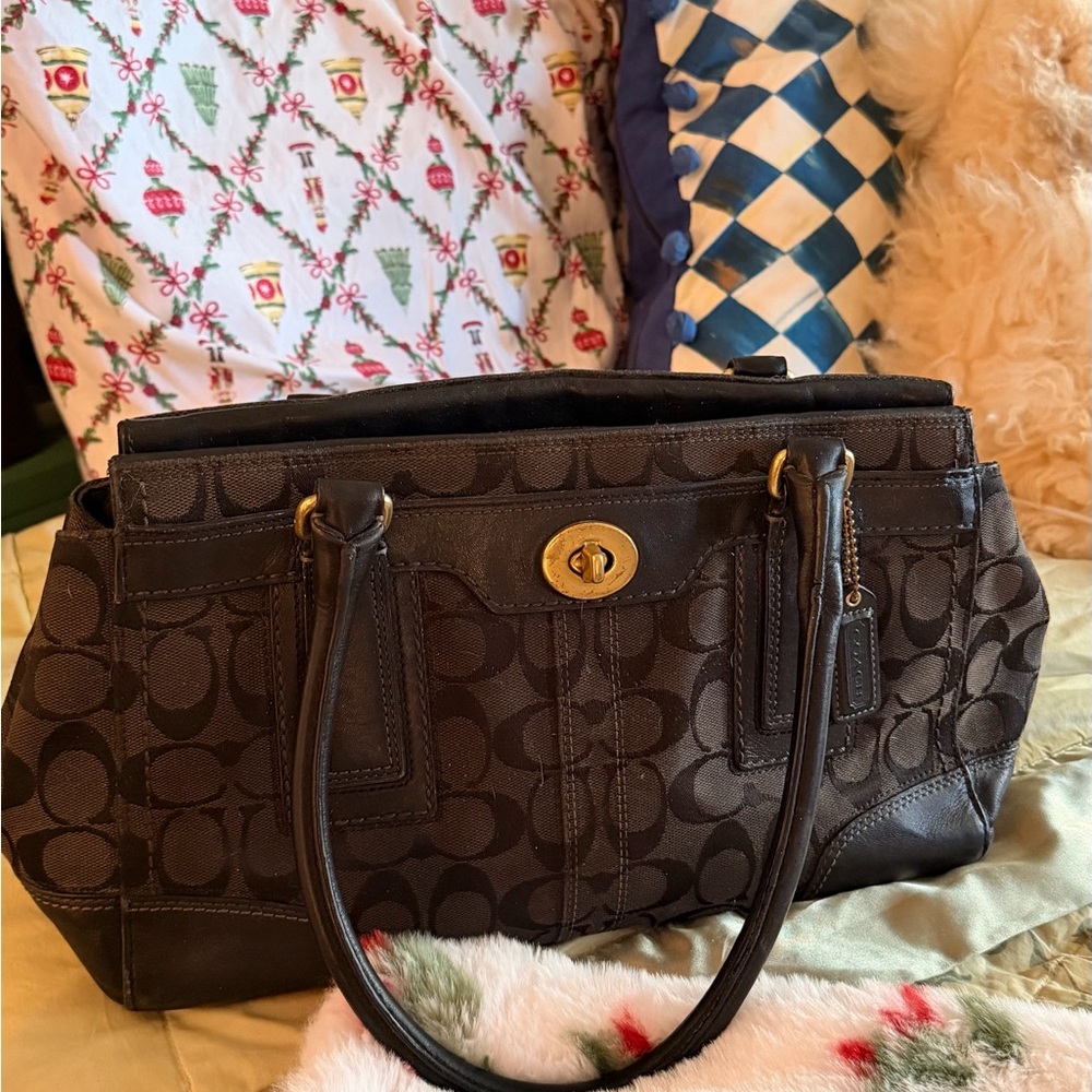 Coach Dark Brown Signature Shoulder Bag
